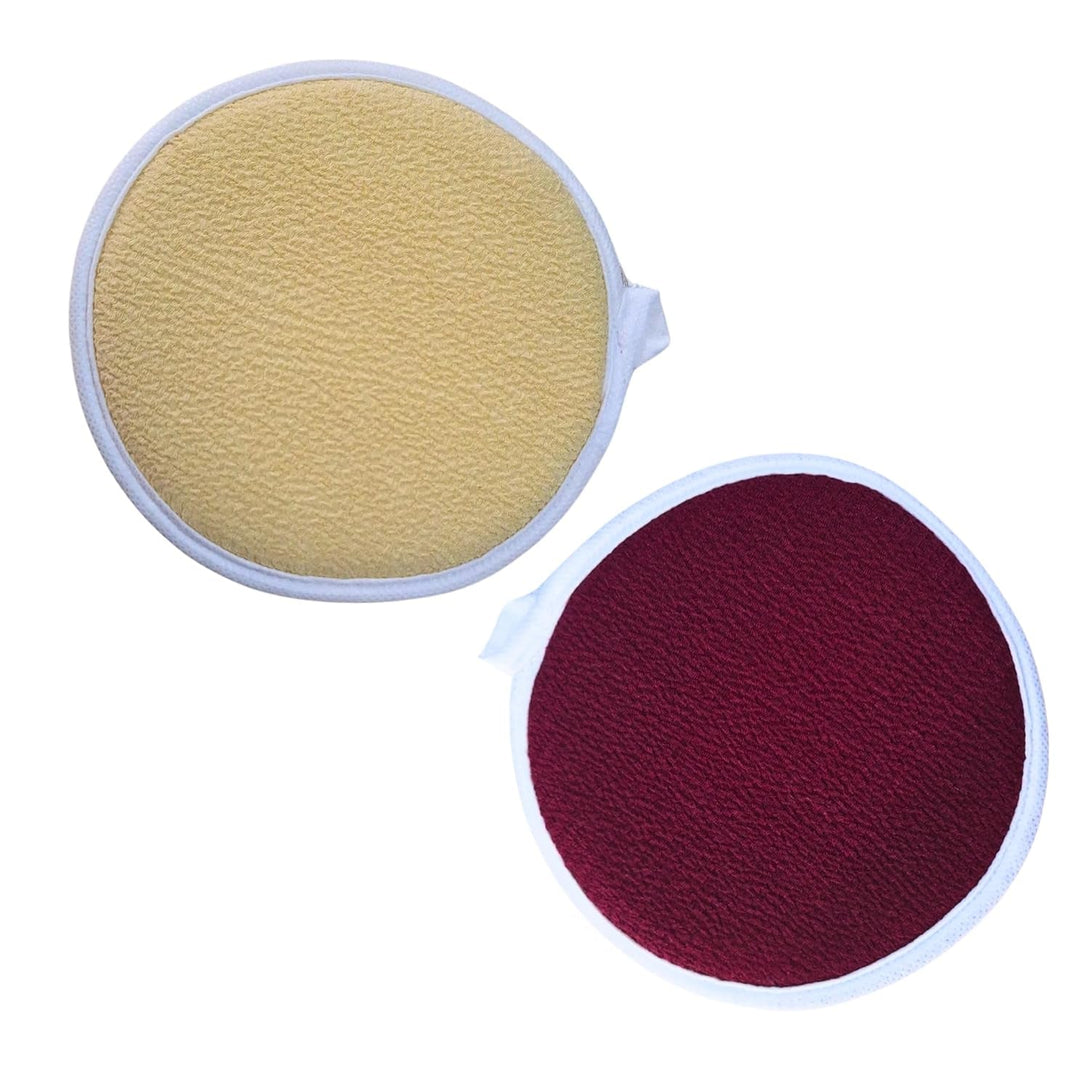 Moroccan Exfoliating Kessa Glove - Traditional Beauty Essential for Deep Skin Cleansing, Skin Exfoliation & Dead Skin Removal (Set of 2 Facial (Beige/Garnet))