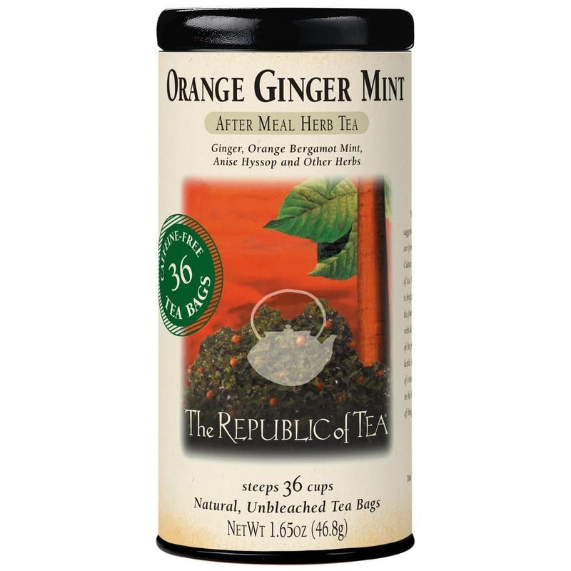 The Republic of Tea - Orange Ginger Mint Herbal Tea, 36 Tea Bag, Tin | Caffeine-free 36 Count (Pack of 1)