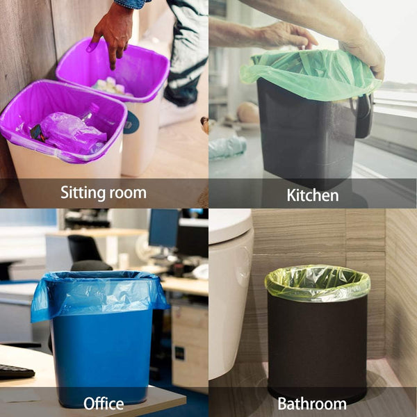 2.6 Gallon/330pcs Strong Trash Bags Colorful Clear Garbage Bags by Teivio, Bathroom Trash Can Bin Liners, Small Plastic Bags for home office