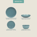 Gibson Home Summer Shades 16 Piece Plates and Bowls Dishes Service for 4 Porcelain Dinnerware Set - Blue Blue (Summer Shades) Service for 4 (16pcs)