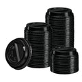 GUSTO [100 Count] Disposable Plastic Dome Lids for 10, 12, 16, & 20 Oz. Paper Hot Coffee Cup - Black (Formerly Comfy Package)