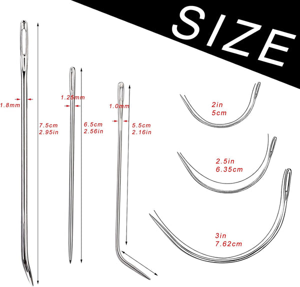 20 Pcs Leather Sewing Needles,Heavy Duty Sewing Needles Kit Include Curved Leather Needle,Sack Needle,Hand Sewing Needle,Leather Needles for