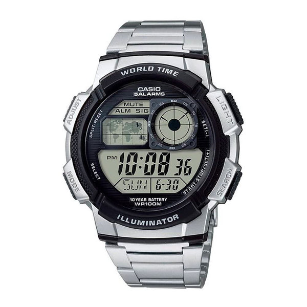 Casio AE1000W Series | Men’s Digital Watch | 100M WR | Multi Alarms | 100 SEC Stopwatch | Countdown Timer | World Map for World Time | LED Light |