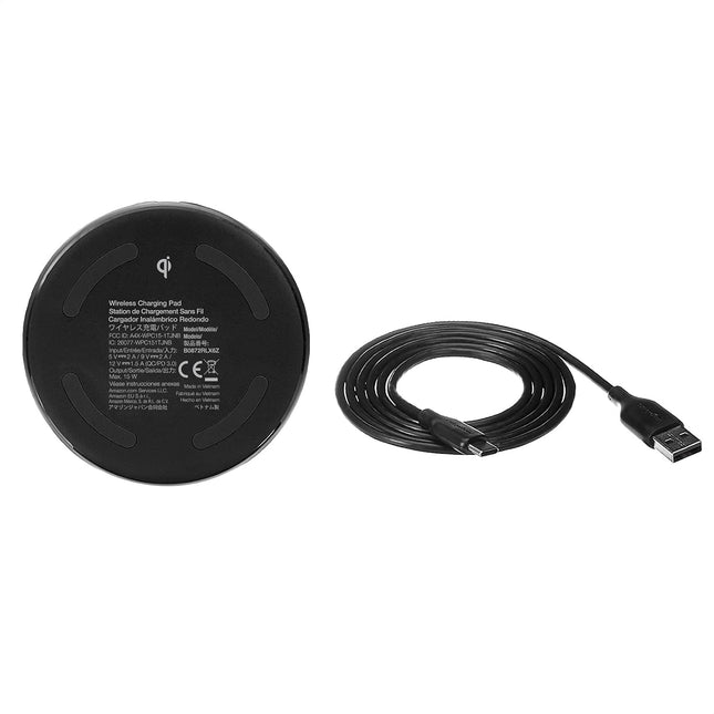 Amazon Basics 15W Qi Certified Wireless Phone Charger Pad, Fast Charging Pad for Iphone 16/15/14/13/12/11/X, Samsung and