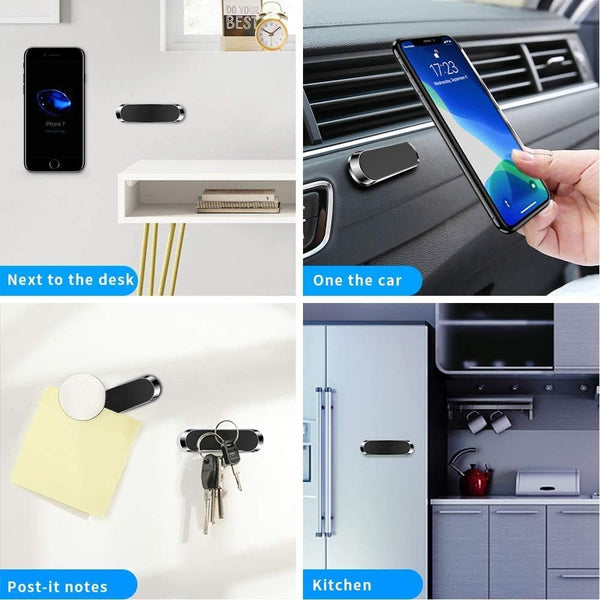 X Flat Magnetic Phone Mounts 3 Pack. Black Cell Phone Holder for Car Dashboard, Wall, Truck. Universal Stick on Ipad Wall Magnet Mount Kit for