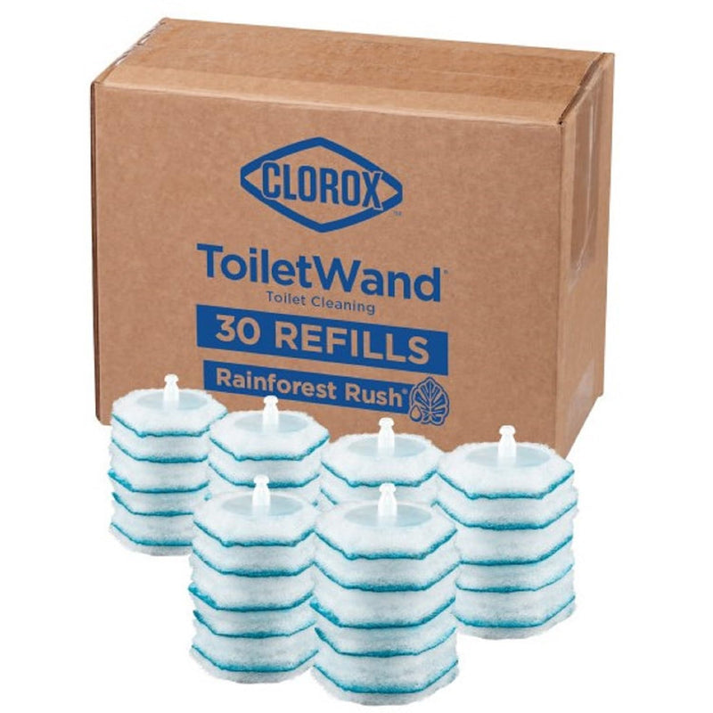 Clorox ToiletWand Disposable Toilet Cleaner Refills, Rainforest Rush Scent, 30 Count, Kills 99.9% of Germs, Touch-Free Toilet Cleaning 30 Count