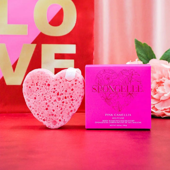 SPONGELLÃÂ Pink Camellia Body Buffer Ã¢ÂÂ All-In-One Exfoliating Sponge & Bo