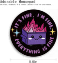 Gctriki Dumpster on Fire Mouse Pad, Purple Small Mouse Pads for Desk | Stitched Edge, Non-Slip Rubber Base, Funny Round Mousepad For Laptop