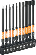 Toolant Impact Hex Head Allen Wrench Drill Bit Set 10Pcs (Metric), 1/4" Hex-Shank S2 Steel Hex Bits Set, CNC Machined Tips with Magnetism, 4" Long