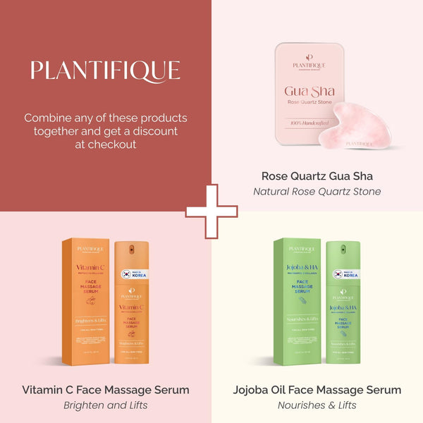 PLANTIFIQUE Rose Quartz Gua Sha Tool Ã¢ÂÂ Anti-Aging Face Massager & Jawline Shaper for Skincare Routine Ã¢ÂÂ Facial Massage & Skin Care Gift