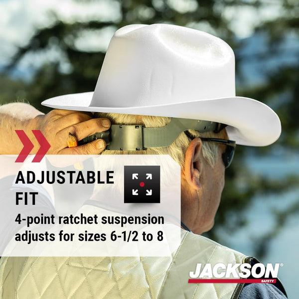 Jackson Safety Cowboy Hard Hat - Western Outlaw Style Construction Helmet with Full Brim Shade - ANSI Z89.1 & OSHA Compliant - (Multiple Colors)