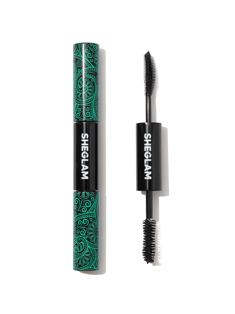SHEGLAM 2 In 1 Black Volume and Length Waterproof Mascara Long Lasting Dual-Ended Tubing Eye Makeup Waterproof Black