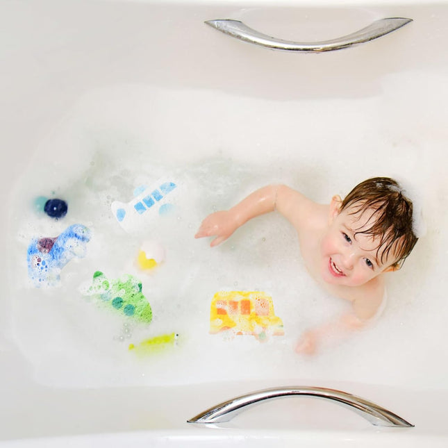4 PCS Cartoon Car Bath Sponge for Kids,Transportation Cute Shape Compressed Cellulose Shower Sponges for Baby,Soft and F
