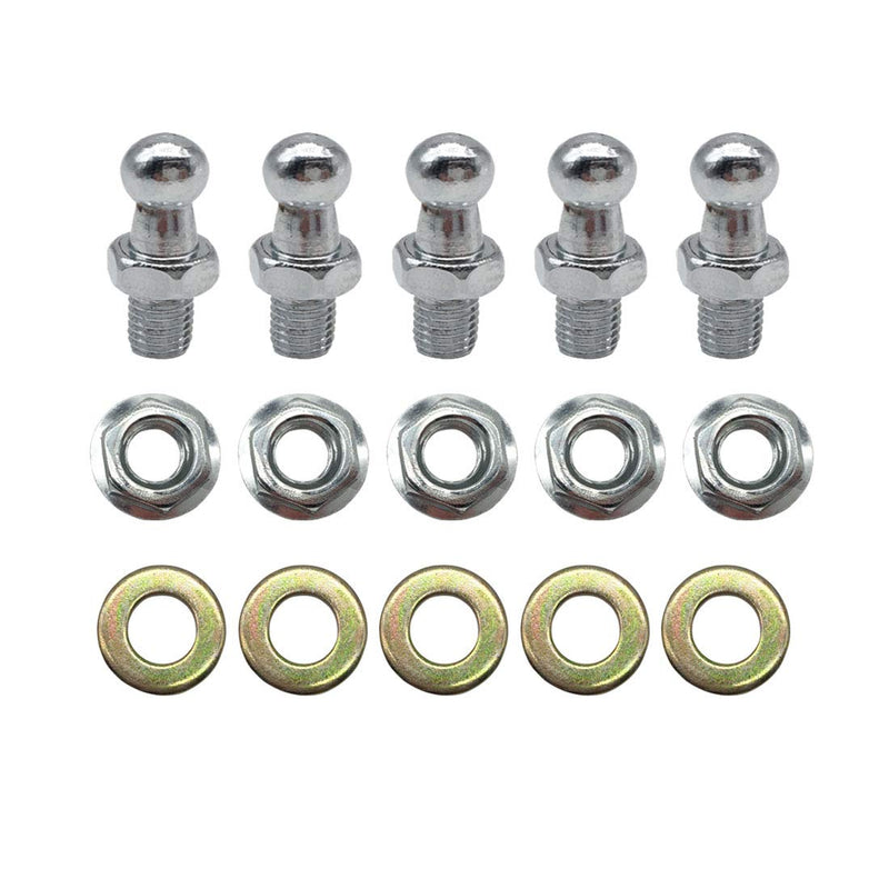 10mm Ball Studs with Hardware, 5/16-18 Screw Thread, 1/2" Long Shank, Silver, Front Suspension Lift Support