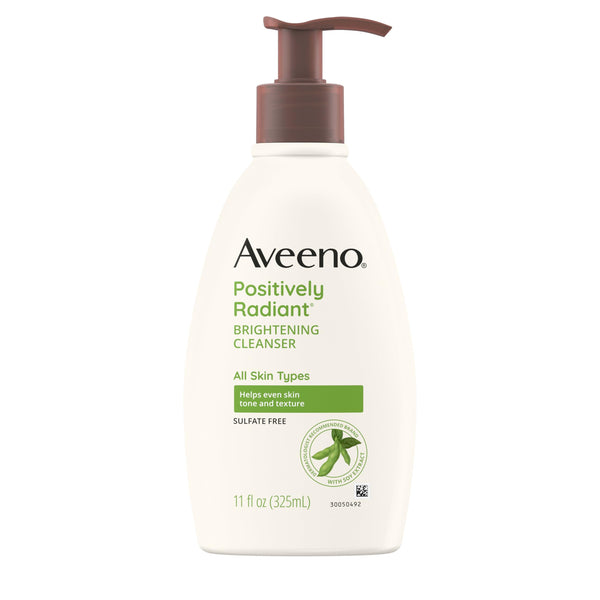 Aveeno Positively Radiant Brightening Facial Cleanser with Moisture Rich Soy Extract, Helps Even Skin Tone & Texture While Gently Lifting Away