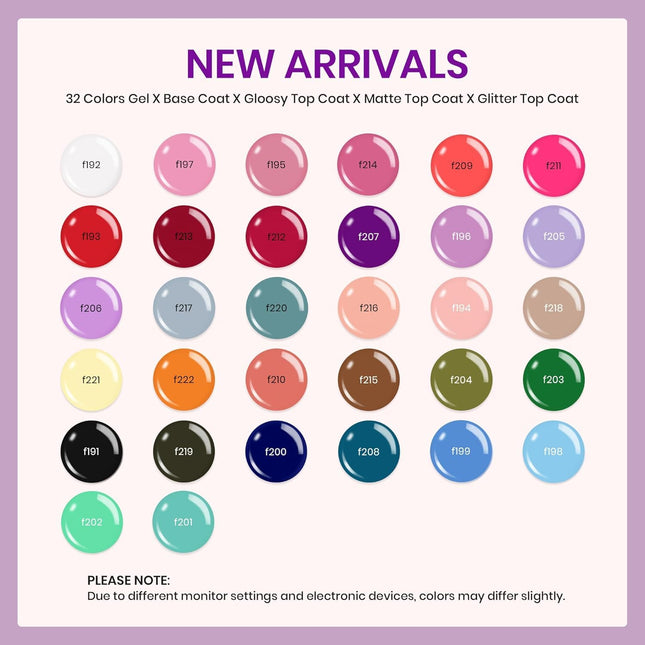 Beetles Gel Polish Set Summer Gel Nail Polish Kit Spring Pastel 36 Pcs 32 Colors