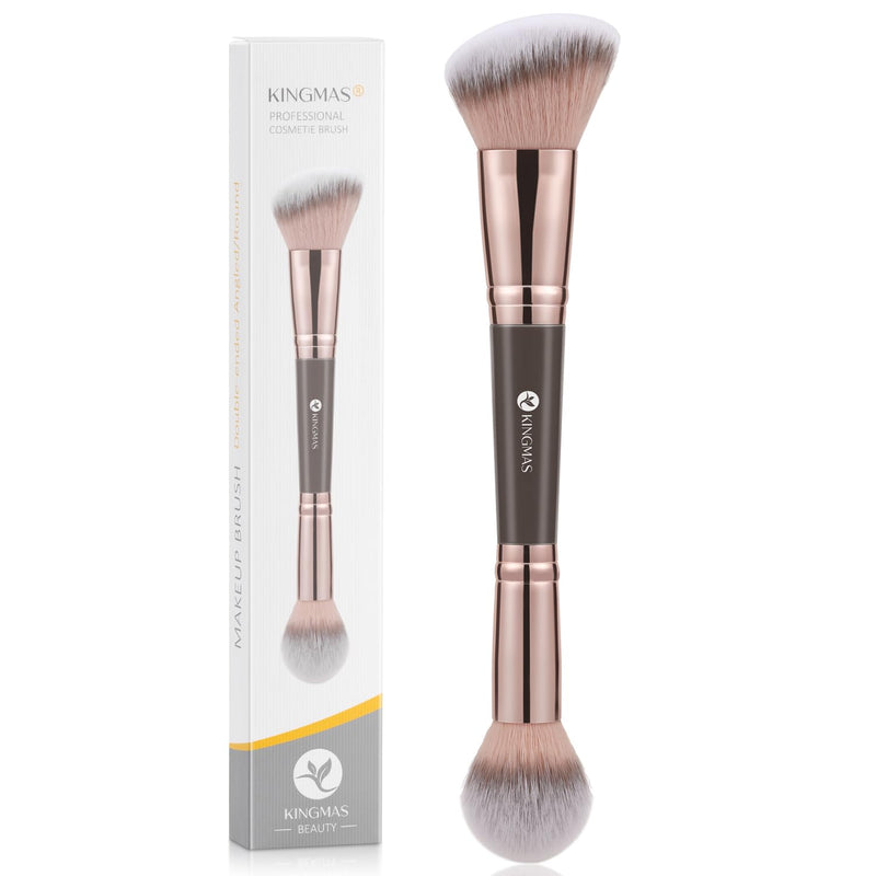KINGMAS Foundation Makeup Brush, Premium Dual Concealer Bronzer Brushes Brown