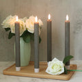 GenSwin Flameless Grey Taper Candles Flickering with 10-Key Remote, Battery Operated Led Warm 3D Wick Light Window Candles Real Wax Pack of 6,