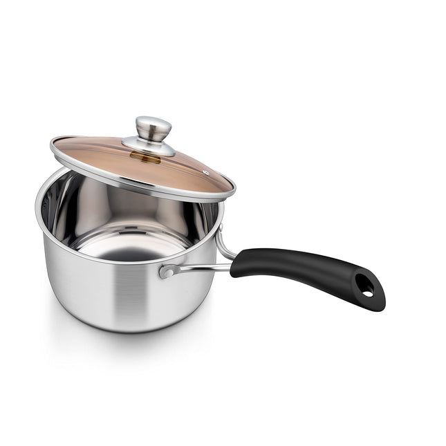 Herogo 1 Quart Saucepan with Lid, 18/10 Stainless Steel Small Sauce Pan Pot, 1Qt Saucepan for Gas Electric Stove Top Cam