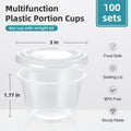 AOZITA 100 Sets - 4 oz Portion Cups With Lids, Jello Shot Cups, Small Plastic Containers, Airtight and Stackable Souffle Cups 4.0 fluid_ounces 100