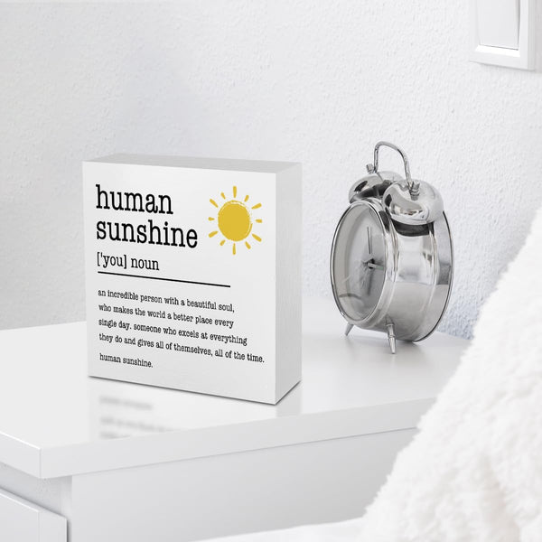 Sunshine Gifts Desk Sign Wooden Box Sign Table Decoration White White0377