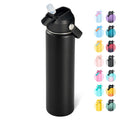 24Oz Insulated Stainless Steel Water Bottle, Wide Mouth Double Wall Vacuum, Silicone Straw, Sweat & Leak Proof, BPA Free Insulated Water Flask for