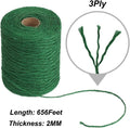 Vivifying Garden Twine, 656 Feet 2Mm Green Plant Ties, Strong Jute Twine String for Climbing Plants, Tomatoes, Floristry, Crafts