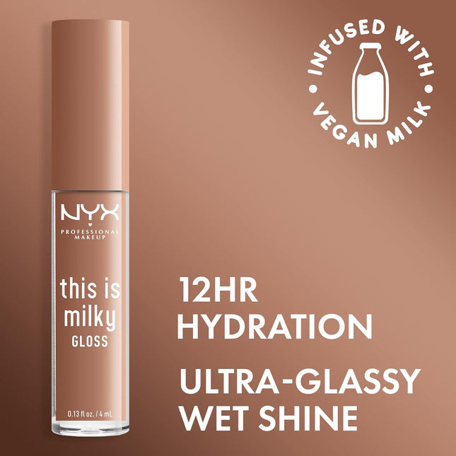 NYX PROFESSIONAL MAKEUP This Is Milky Gloss, Vegan Lip Gloss, 12 Hour Hydration 