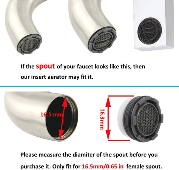 1.2GPM Faucet Replacement Part Insert Filter, Restrictor Aerator, 16.5mm/0.65Inch, 4 Pack 4PCS-16.5mm/0.65Inch