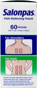 Salonpas Pain Relieving Patch, Extra Strength Topical Analgesic, 60 Ct (Pack of 2)