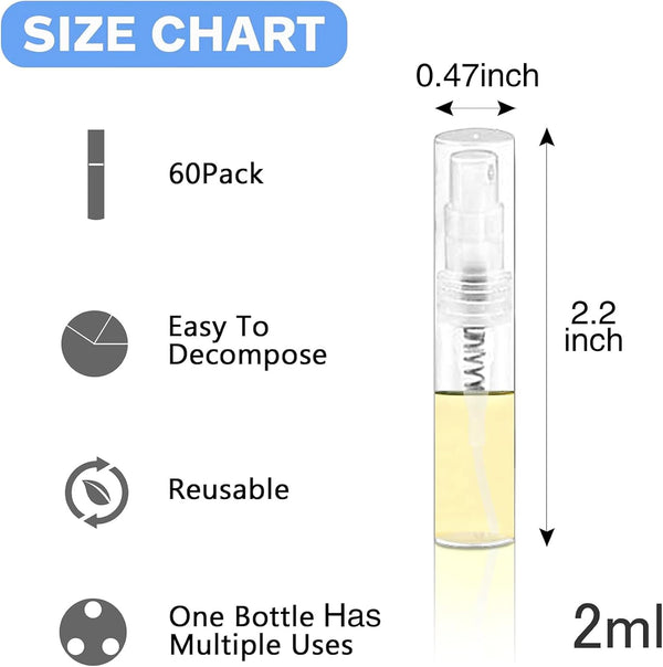 Mini Spray Bottle, Clear Plastic Empty Sample Containers, Fine Mist Perfume Travel Refillable Spray Bottle Perfume Atomizer Small Portable Bottle