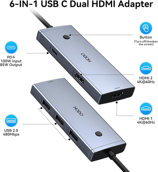 USB C Hub Multiport Adapter for Macbook Pro/Air,9 in 1 USB C to HDMI Mac Dongle with 4K@60Hz+Pd100W+Sd/Tf Card Reader+5 