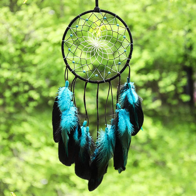 Blue Dream Catchers Handmade, Boho Traditional Circular Net for Wall Hanging Decor, Bedroom Kids, Home Decoration, Art O