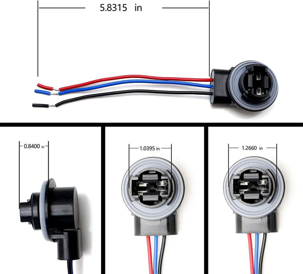 Muzzys 3157/4157 Wire Harness Pigtail Socket for LED and Standard Bulbs Turn Signal, Brake Light, DRL, Daytime Running Lights, Backup, Reverse Lights