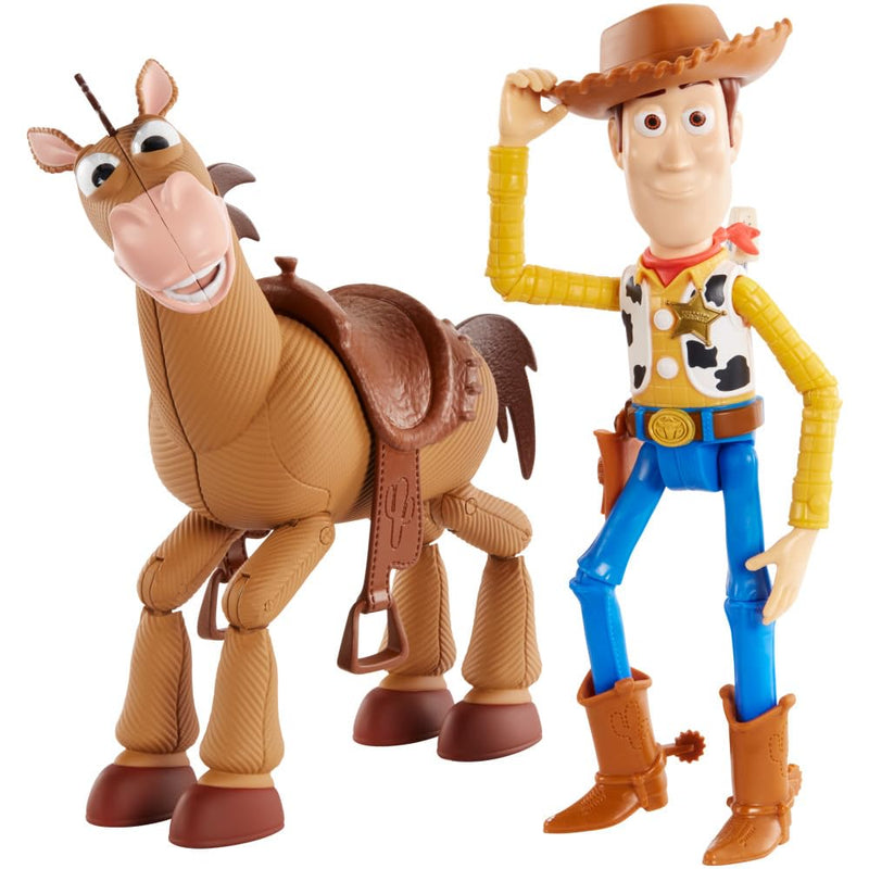 Mattel Disney and Pixar Toy Story Woody & Bullseye 2-Pack, Ages 3+ | Movie-inspired relative scale, Woody + Bullseye poseable figures, 2 pieces,