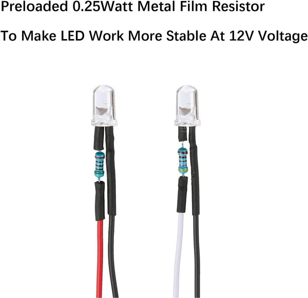30pcs 12 Volt 3mm Warm White LED Lights Emitting Diodes Pre Wired 7.9 inch DC 12v LED Light Clear Lens Small LED Lamps 3mm Solid Light [04] Warm