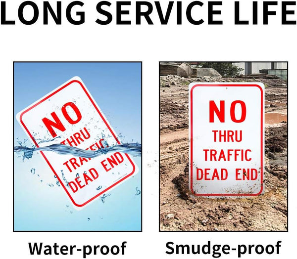Large No Thru Traffic Sign, Dead End Sign, 18"X 12" .040 Rust Free Aluminum Ã¢ÂÂ Reflective, UV Protected and Weatherproof