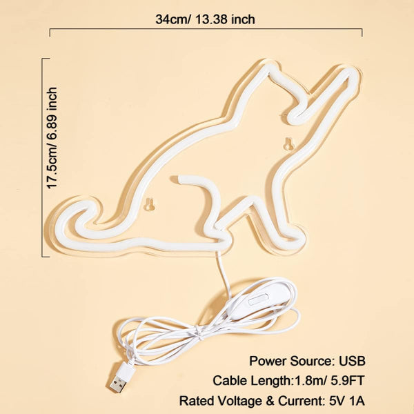 Cat LED Neon Sign Neon Light USB Powered Night Light, 3D Wall Art Decor Neon Signs For Bedroom Living Room Decor lamp Holiday Gift for Children