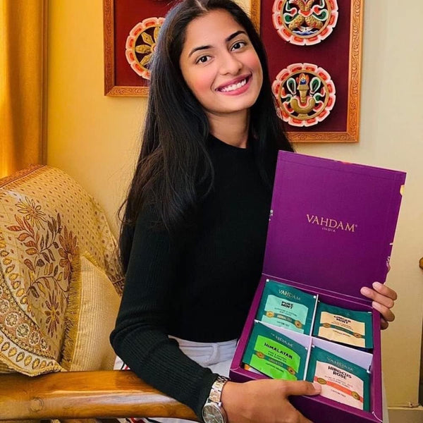 VAHDAM, Assorted Tea Gift Set | Classic Box - 24 Unique Flavor in Individually Wrapped Pyramid Tea Bags | Ideas for Tea Lovers | Gifts for Women & Men