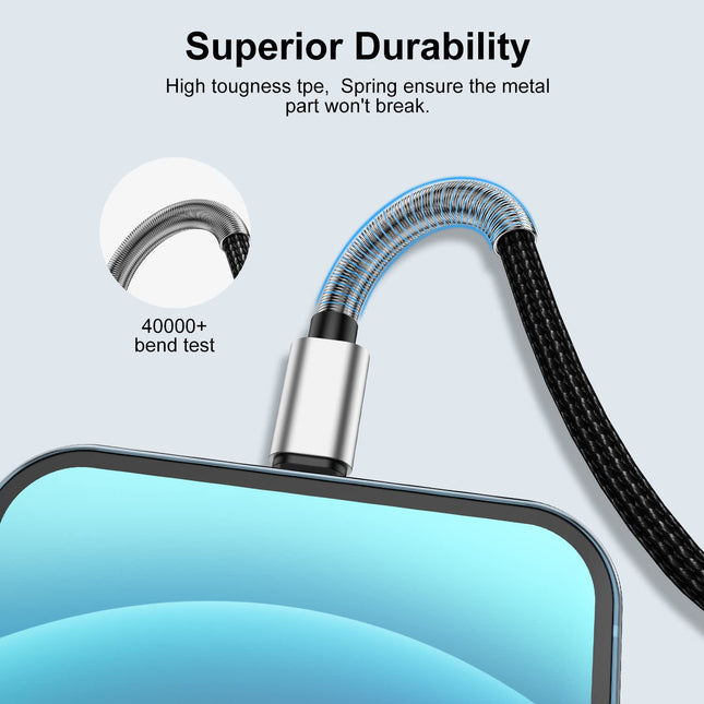 Cabepow 15 FT Extra Long Iphone Charger Cord,[Apple Mfi Certified] Long Apple Lightning Cable 5M,2.4A Nylon Braided Ipho
