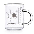 Caffeine Beaker Mug, Caffeine Molecule Mug - Chemistry Mug 16 oz Borosilicate Glass Coffee Mugs with Handle and Measuring for Coffee, Latte, Tea