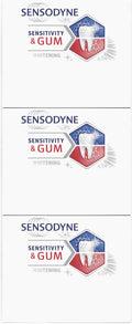 Sensodyne Sensitivity & Gum Whitening Toothpaste, Toothpaste for Sensitive Teeth & Gum Problems, 3.4 Ounces (Pack of 3)