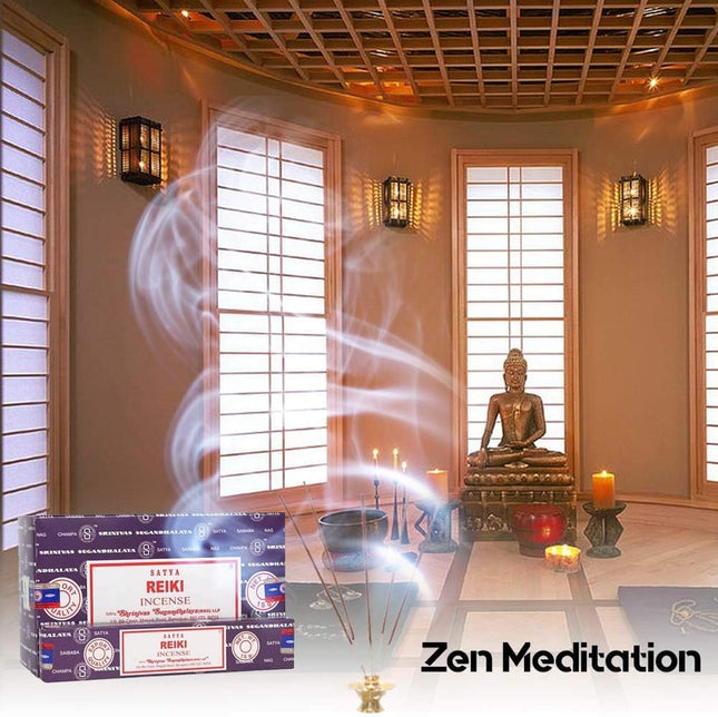 Satya Incense Sticks, 12 Count - Nag Champa Reiki, Original from Srinivas Sugandhalaya Factory