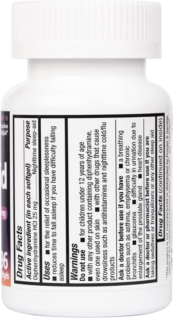 HealthA2Z Sleep Aid, Diphenhydramine HCl 25mg Softgels, Supports Deeper, Restful Sleeping, Non Habit-Forming (96 Softgels) 96 Count (Pack of 1)