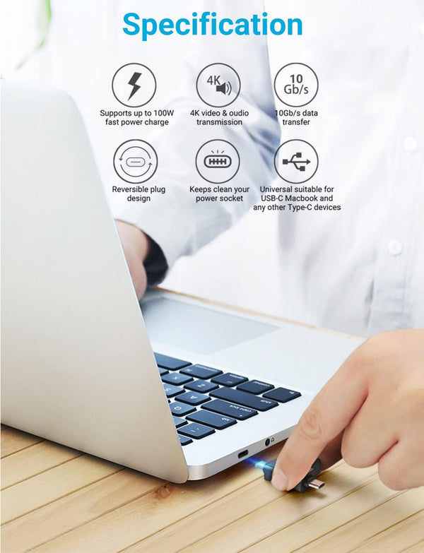 2 in 1 OTG Converter USB 3.0 to Micro USB and Type C Adapter | Female to Male and Male Connector, 2 Pack