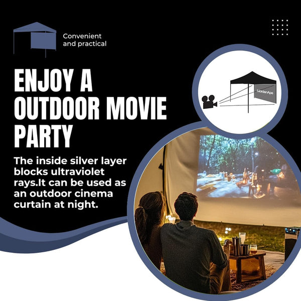 10x10 Pop Up Canopy Tent Sidewalls - Straight Leg Compatible, 300D Waterproof Polyester with 99% UV Protection, 3 Piece Navy Wall Set Fit 10x10
