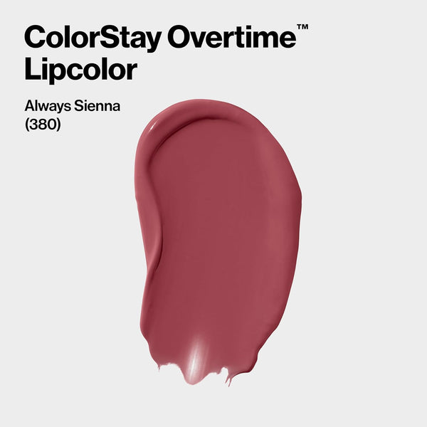 Revlon Liquid Lipstick with Clear Lip Gloss, Colorstay Overtime Lipcolor, Dual Ended with Vitamin E, 380 Always Sienna, 0.07 Fl Oz