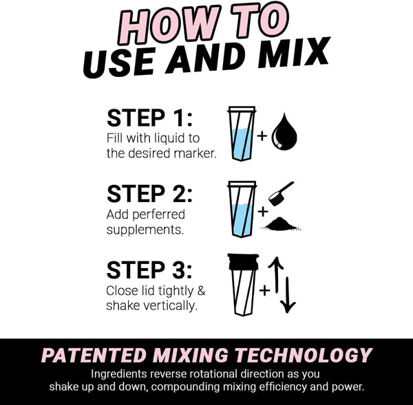 HELIMIX 1.5 Vortex Blender Shaker Bottle Holds Upto 20Oz | No Blending Ball or Whisk | USA Made | Portable Pre Workout Whey Protein Drink Shaker