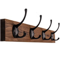 VERTORGAN Coat Hooks Wall Mounted, Wooden Hat Rack with 4 Hooks for Entryway, Bathroom,Bedroom(Brown) 1 Pack Brown