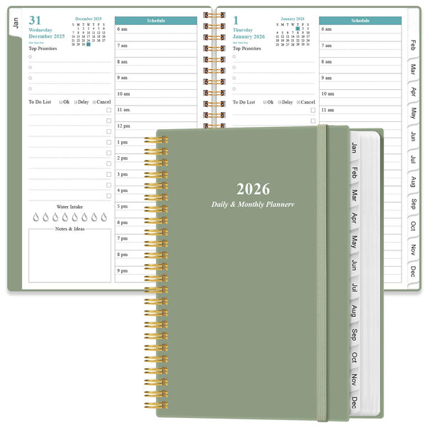 2025-2026 Daily & Monthly Planner - One Page per Day, Daily Planner 2025-2026 from Jul 2025 to Jun 2026, Planner 25-26 with 12 Monthly Tabs, 6.4